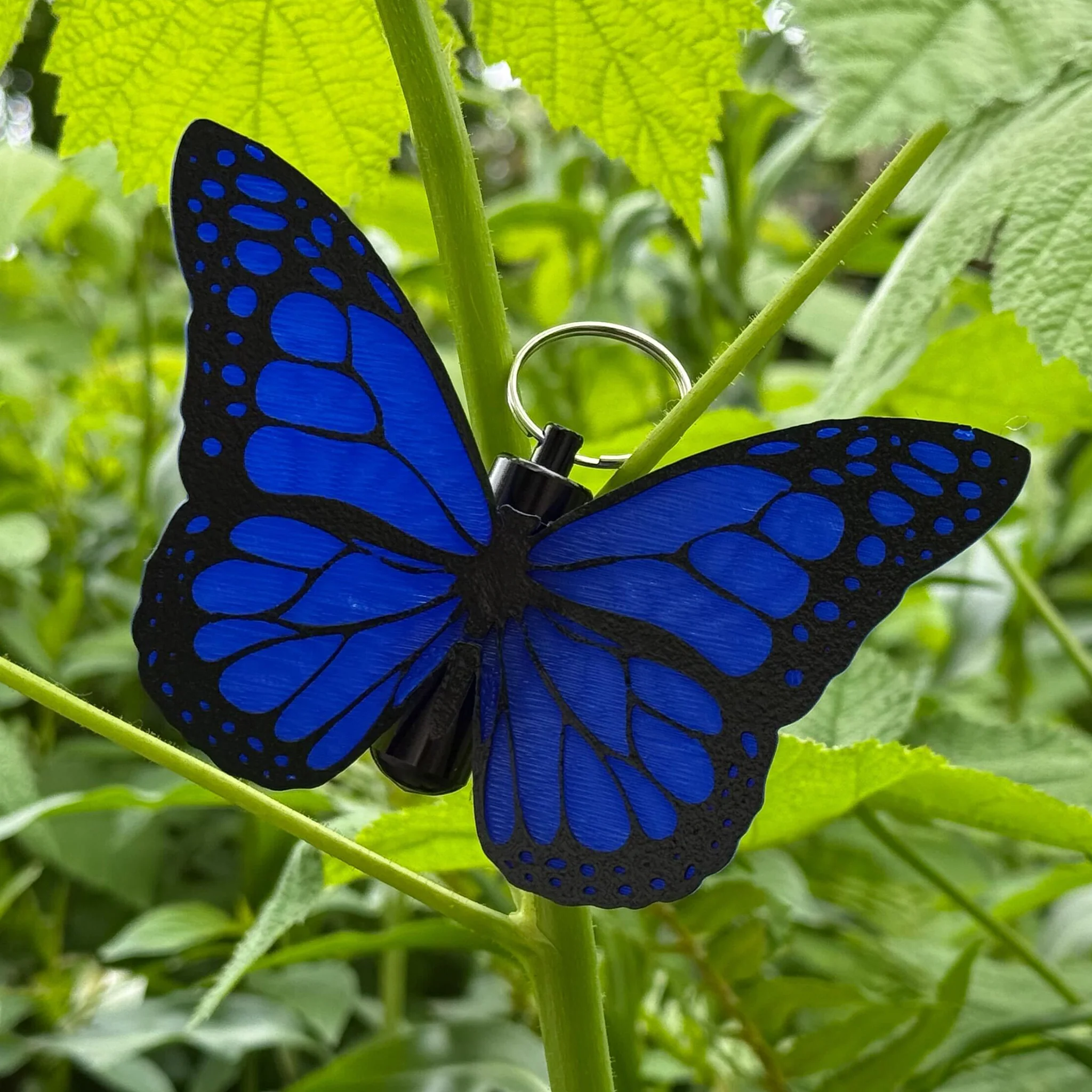 3D Printed Butterfly Cache Container with Bison- Blue - Image 2
