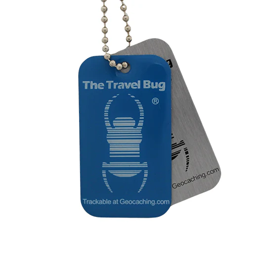 BLUE Geocaching QR Travel Bug® - Glow in the Dark