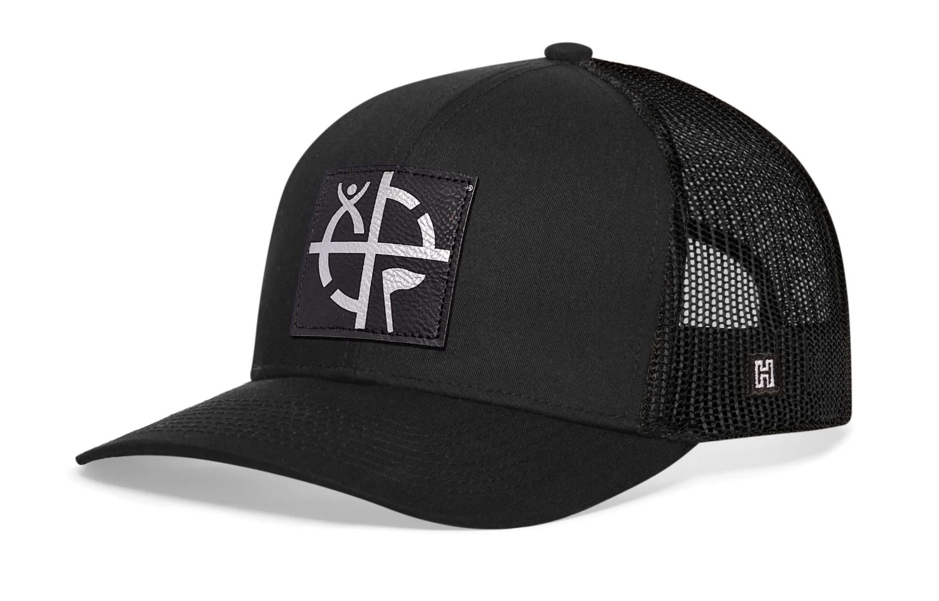 Geocaching Trucker Hat- Black with Black/Silver Patch