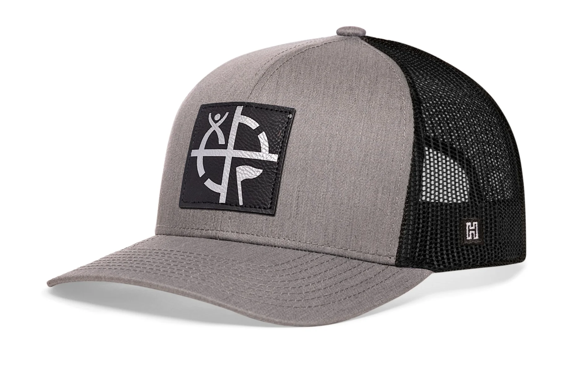 Geocaching Trucker Hat- Gray with Black/Silver Patch