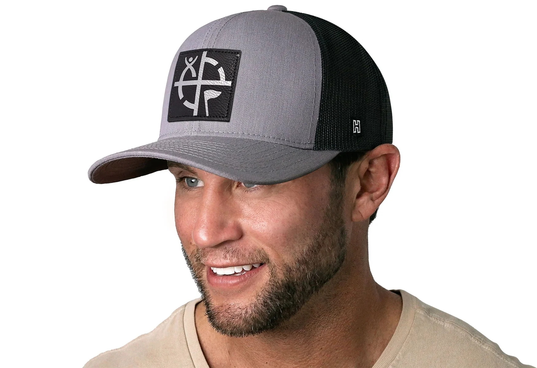 Geocaching Trucker Hat- Gray with Black/Silver Patch - Image 3