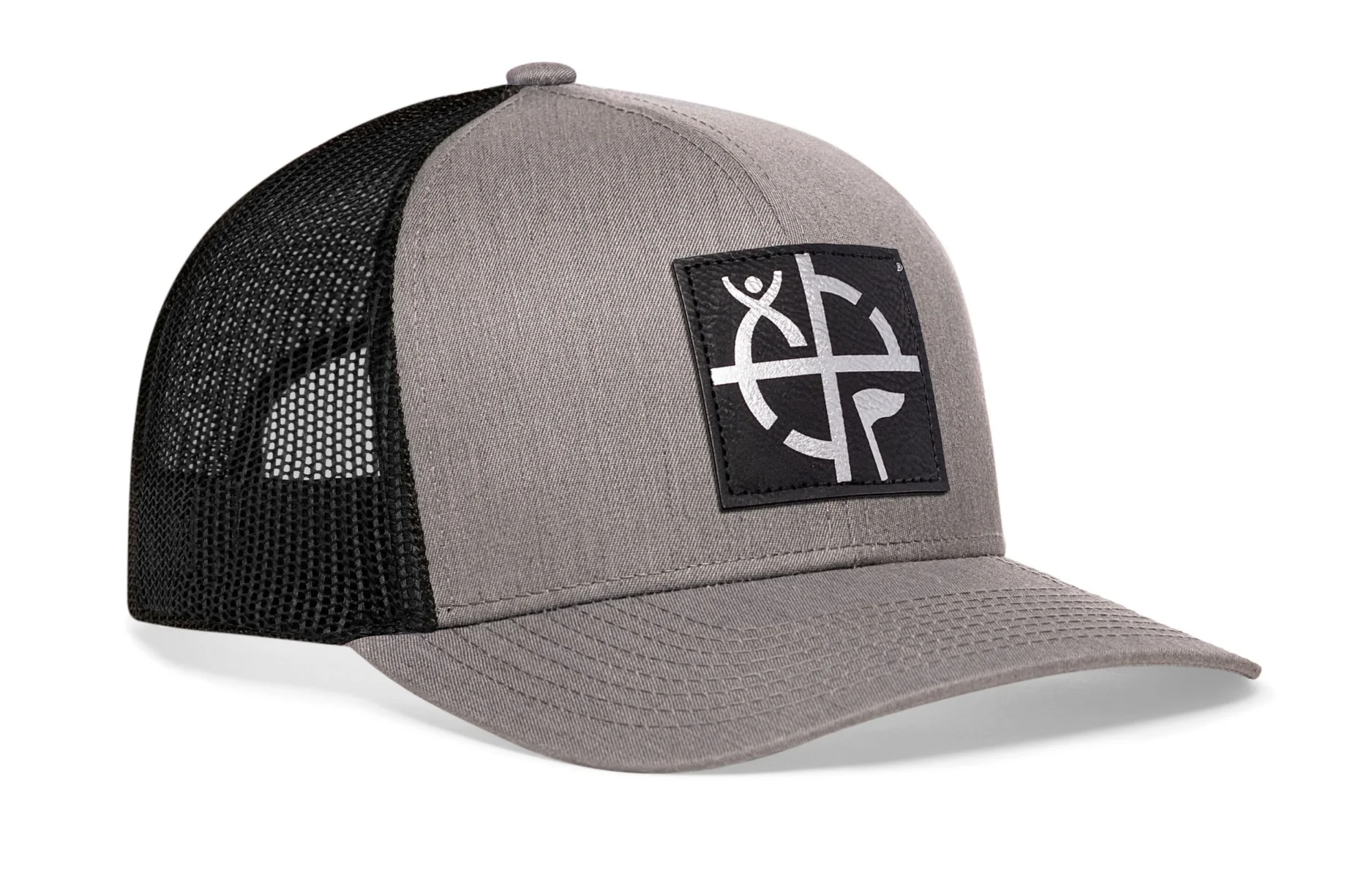 Geocaching Trucker Hat- Gray with Black/Silver Patch - Image 4