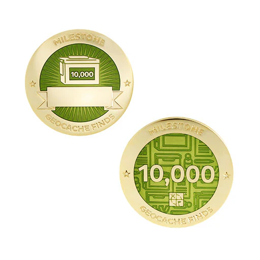 Milestone Geocoin and Tag Set - 10,000 Finds