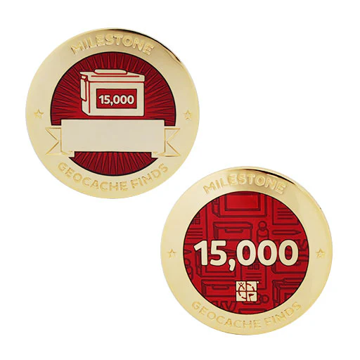 Milestone Geocoin and Tag Set - 15,000 Finds