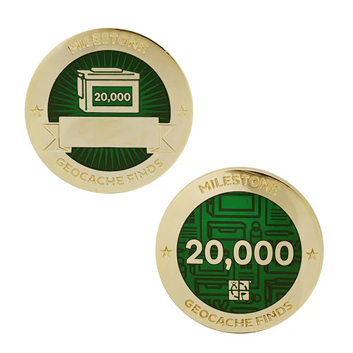Milestone Geocoin and Tag Set - 20,000 Finds