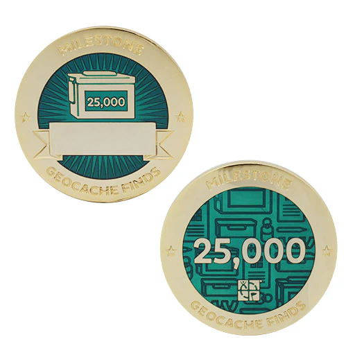Milestone Geocoin and Tag Set - 25,000 Finds