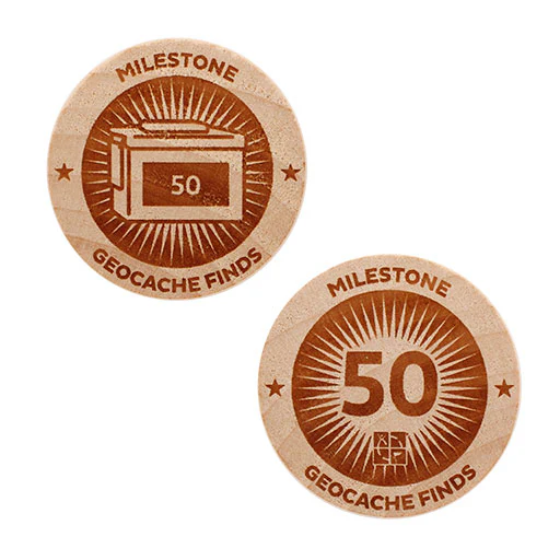 Milestone Wooden Nickel SWAG Coin - 50 Finds