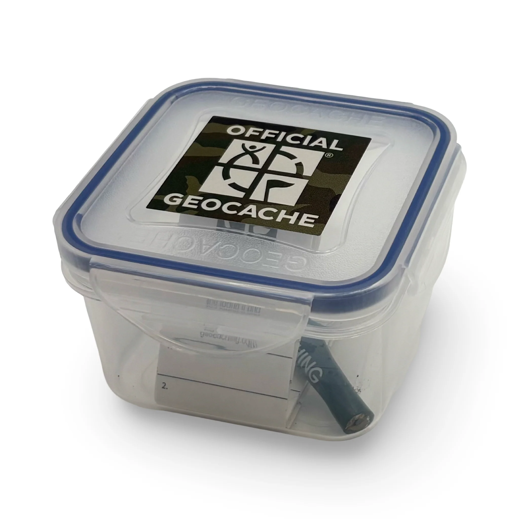 Official X-Small Geocache with Log Strips & Pencil - Green Camo - Image 2