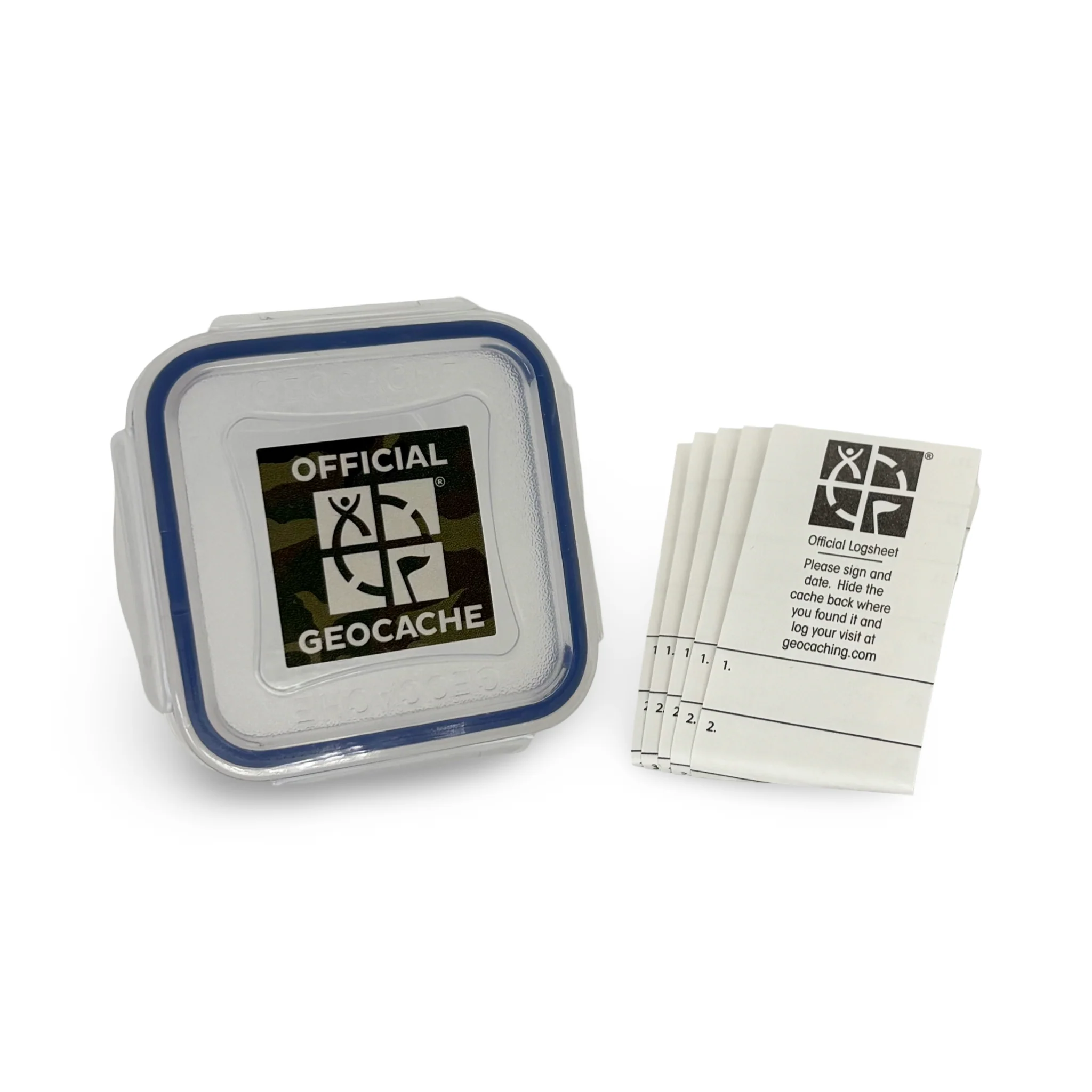 Official XX-Small Geocache with Log Strips - Green Camo